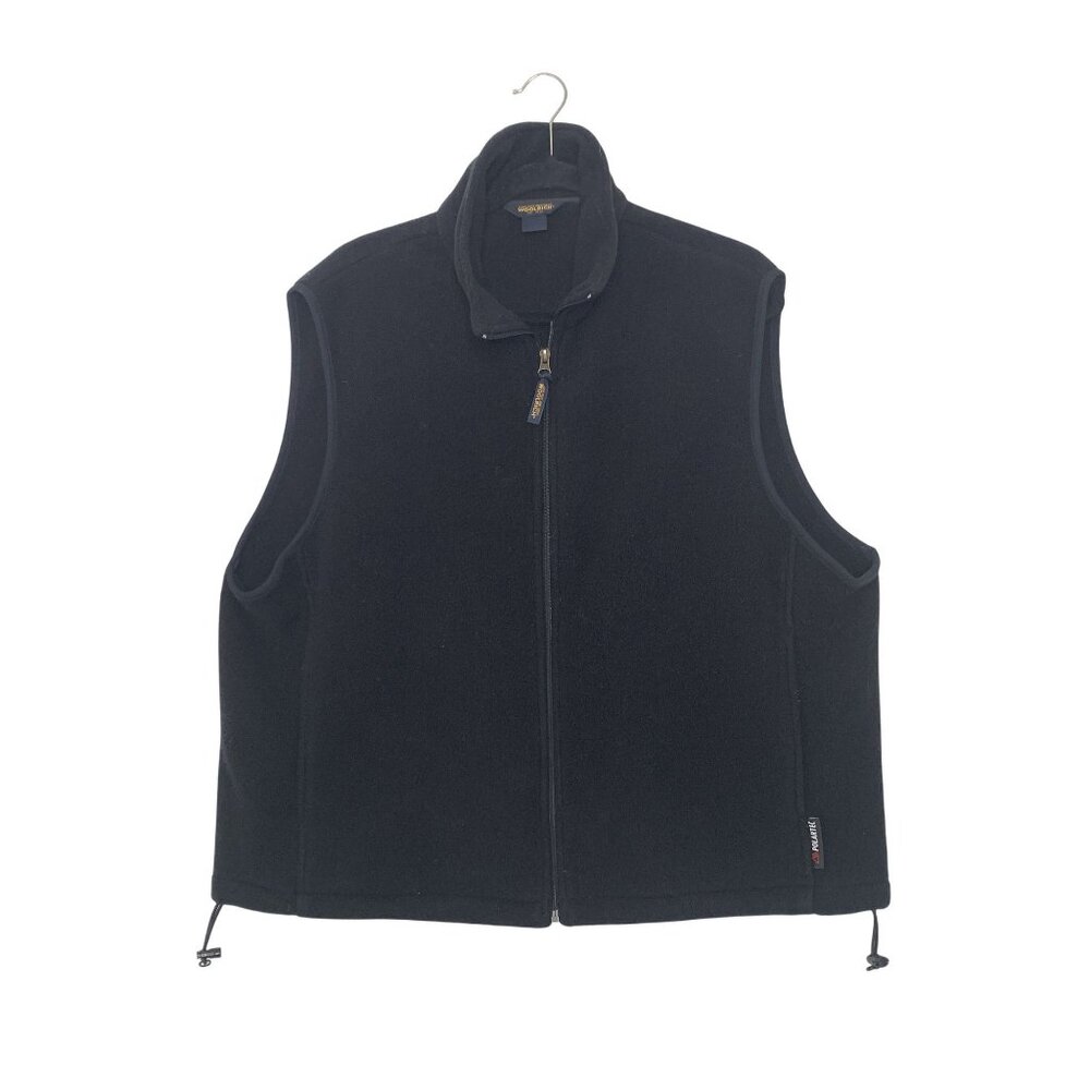 Woolrich Mens M Black Polyester Full Zip Fleece Vest Drawstring Hem Polartec